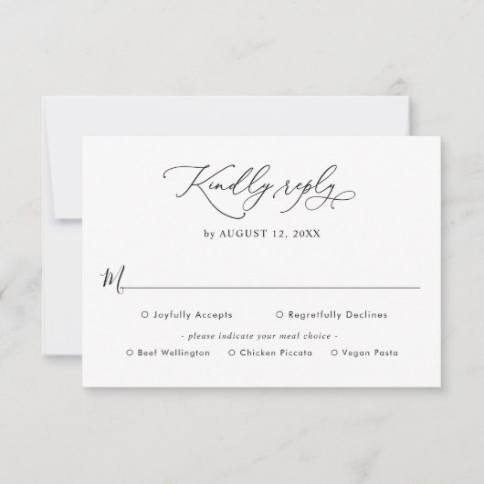Elégant Script Wedding Rsvp avec la carte d'option (Devant)