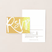 Elegant Script Wedding RSVP Initialen Text Gold Folie Kaarten (Display)