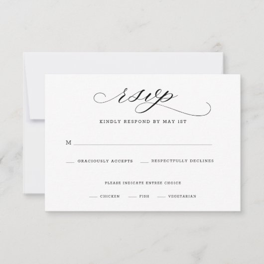Elegant Script Wedding RSVP Kaart (Voorkant)