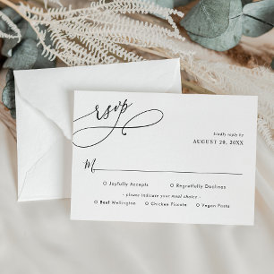 Elegant Script Wedding Rsvp met maaltijdopties Kaa
