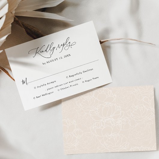 Elegant Script Wedding Rsvp met maaltijdopties Kaa