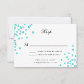 Elegant Script Wedding RSVP Turquoise Confetti (Voorkant)