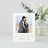 Elegant Script Wedding Save the Date Foto Briefkaart (Staand voorkant)