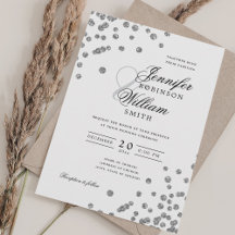 Elegant Script Wedding Silver Glitter Confetti