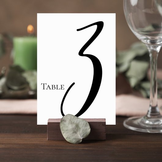 Elegant Script Wedding Table Number Card Kaart