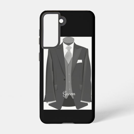 Elegant Script Wedding Tuxedo Suit Groom Samsung Galaxy Hoesje (Achterkant)