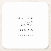 Elegant Script Wedding Vierkante Kartonnen Onderzetter (Voorkant)