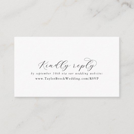 Elegant Script Wedding Website RSVP Enclosure Kaar Informatiekaartje (Voorkant)
