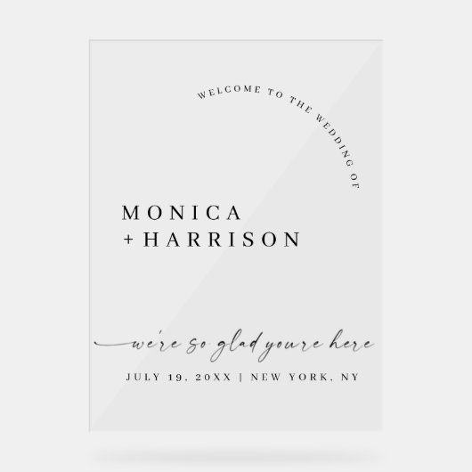 Elegant Script Wedding Welcome Framed Print Acryl Bord (Voorkant)