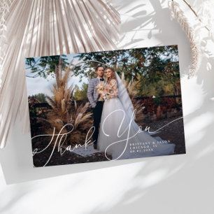 Elegant Script Weduwfoto Hartelijk kaart