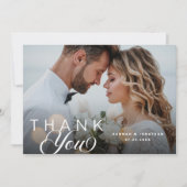 Elegant Script Weduwfoto Hartelijk kaart (Voorkant)