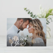 Elegant Script Weduwfoto Hartelijk kaart (Staand voorkant)