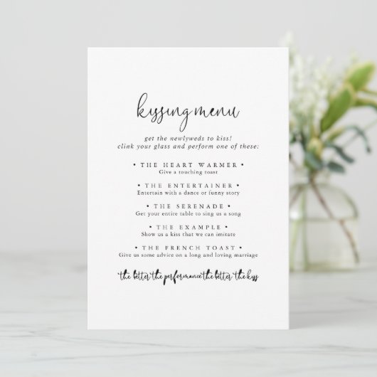 Elegant Script Weduwsmenu Spaarkaart (Staand voorkant)