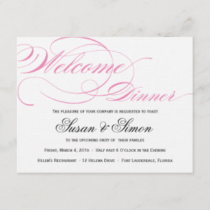 Elegant Script Welcome Dinner Invitation Roze Kaart