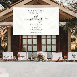 Elegant Script Welcome Wedding Hanging Sign  Spandoek