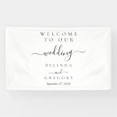 Elegant Script Welcome Wedding Hanging Sign Spandoek (Horizontaal)