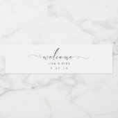 Elegant Script Welcome Wedding Water Bottle Labels Waterfles Etiket (Enkel label)