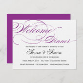 Elegant Script Welkome diner Uitnodiging Paars (Voorkant / Achterkant)