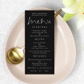 Elegant Script White Black Wedding Menu