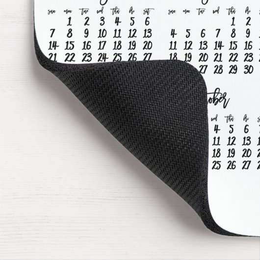 Elegant Script White en Black Calendar 2023 Muismat (Hoek)