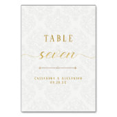 Elegant Script White Lace Gold 7 Seven Weddenschap Kaart (Voorkant)