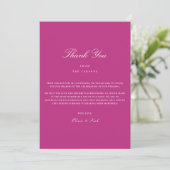 Elegant Script White & Magenta Bedankt Card (Staand voorkant)