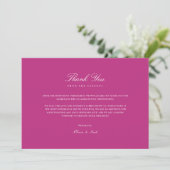 Elegant Script White & Magenta Bedankt Card (Staand voorkant)