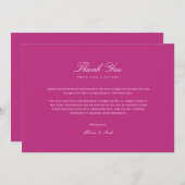 Elegant Script White & Magenta Bedankt Card (Voorkant / Achterkant)