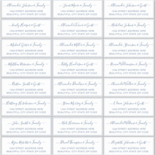 Elegant Script White Navy Wedding Guest Address Sticker