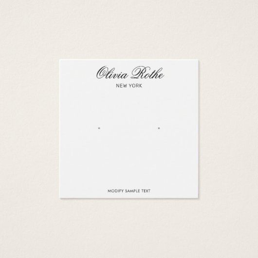 Elegant Script White Stud Earning Display Kaart (Voorkant)
