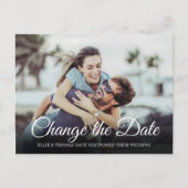 Elegant script Wijzig de datum uitgestelde foto Aankondigingskaart (Voorkant)