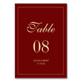 Elegant Script Wine Red Wedding Custom Names Kaart (Voorkant)