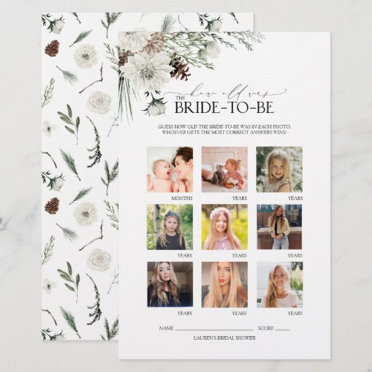 Elegant Script Winter Floral Vrijgezellenfeest Gam (Voorkant / Achterkant)