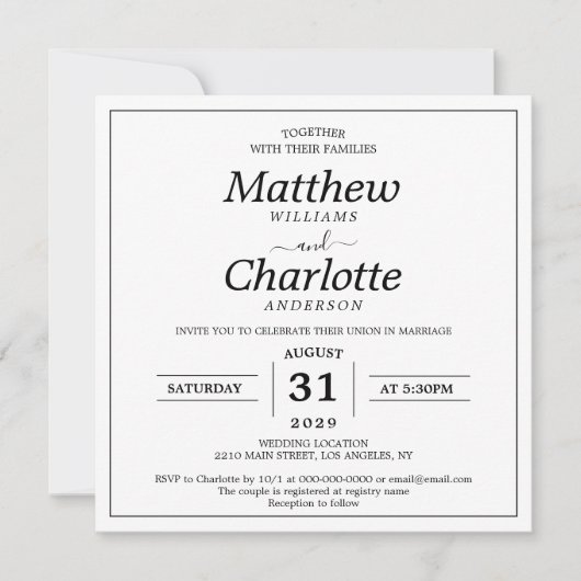 Elegant Script Wit Bruiloft Digitaal Printbaar Kaart (Voorkant)