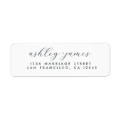 Elegant Script Wit Bruiloft Retouradres Etiket (Voorkant)
