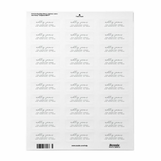 Elegant Script Wit Bruiloft Retouradres Etiket (Full Sheet)