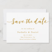 Elegant script wit en goud QR code bruiloft Save The Date (Voorkant)