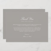 Elegant Script Wit & Grijs Bedankt Card (Voorkant / Achterkant)