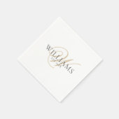 Elegant Script Wit Grijs Goud Monogram Servet (Hoek)