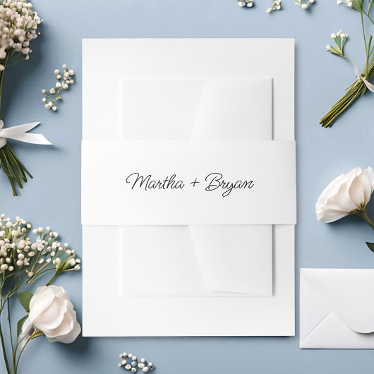Elegant Script Wit & Zwart Bruiloft Uitnodigingen Wikkel