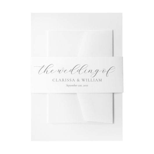 Elegant Script Witte Bruiloft Uitnodigingen Wikkel (Voorkant Voorbeeld)