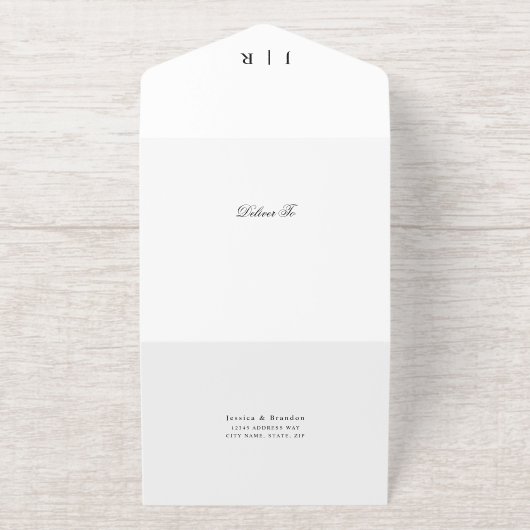 Elegant Script Witte Kalligrafie Huwelijk Folie All In One Uitnodiging (Buiten)
