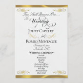 Elegant Script - Witte Parel/Gouden Bruiloft Programma (Voorkant)