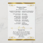 Elegant Script - Witte Parel/Gouden Bruiloft Programma (Achterkant)