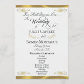 Elegant Script - Witte Parel/Gouden Bruiloft Programma (Voorkant)