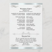 Elegant Script - Witte Parel/Zilveren Bruiloft Programma (Achterkant)