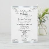 Elegant Script - Witte Parel/Zilveren Bruiloft Programma (Staand voorkant)