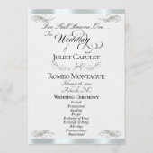 Elegant Script - Witte Parel/Zilveren Bruiloft Programma (Voorkant)