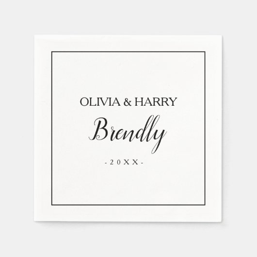 elegant script | Witte Trouwpapier servet (Voorkant)