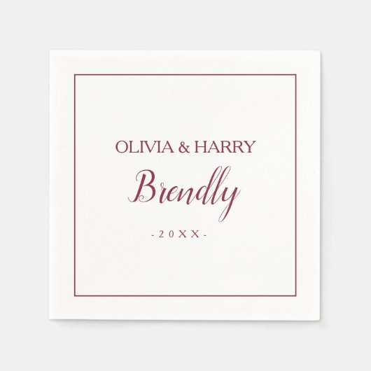 elegant script | Witte Trouwpapier servet (Voorkant)